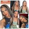 Synthetic 13x6 Lace Front Straight Brown Skunk Stripe Wig For Women 30 Inch view 4