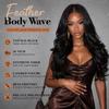 BrownBomb Body Wave Black Wig with Bangs Synthetic 13x6 Frontal Pre Cut Lace Glueless Layered Wig Wear and Go Feather Wave Curtain Bang Pre Plucked 26 Inch view 2