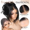 BrownBomb Body Wave Black Wig with Bangs Synthetic 13x6 Frontal Pre Cut Lace Glueless Layered Wig Wear and Go Feather Wave Curtain Bang Pre Plucked 26 Inch view 4