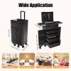 Makeup Train Case with Drawer, Stagiant Rolling Makeup Case with Wheels, Profesional Nail Trolley Cart Salon Station Rolling Makeup Train Case Cosmetology Case Organizer Cases for Artist Teach Trunk view 2