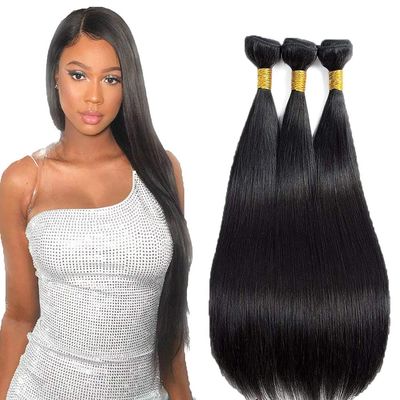 #1B Black Bundles Human Hair Straight Bundles 12 14 16 Inch Natural Black Straight Bundle Human Hair Extensions Unprocessed Virgin Remy Hair 3 Bundle 50 Gram Per Bundle For Women