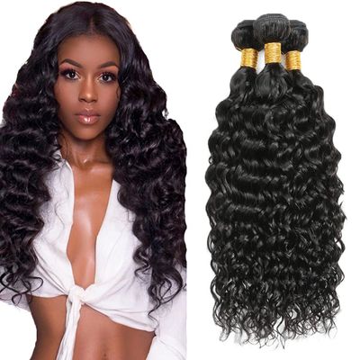 #1B Black Bundles Human Hair Water Wave Bundles 30 32 34 Inch Natural Black Water Wave Bundle Human Hair Extensions Unprocessed Virgin Remy Hair 3 Bundle 50 Gram Per Bundle For Women