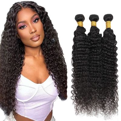 Deep Wave Bundles #1B Black Bundles Human Hair 34 34 34 Inch Unprocessed Brazilian Virgin Remy Hair 3 Bundle Natural Black Deep Curly Human Hair Extensions 50 Gram Per Bundle