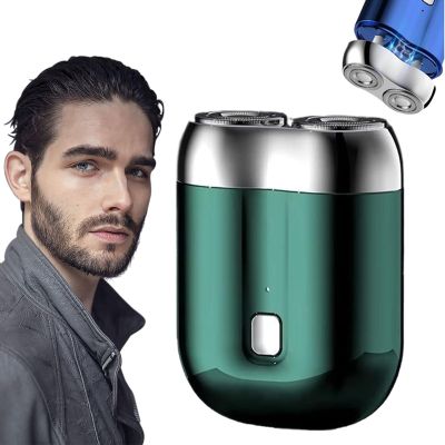 2026 New Mini Double Head Electric Shave, Rechargeable Electric Mini Portable Razor, Pocket Dual Head Shaver, Washable Double Head, Pocket Size for Home, Car, Travel (Green)