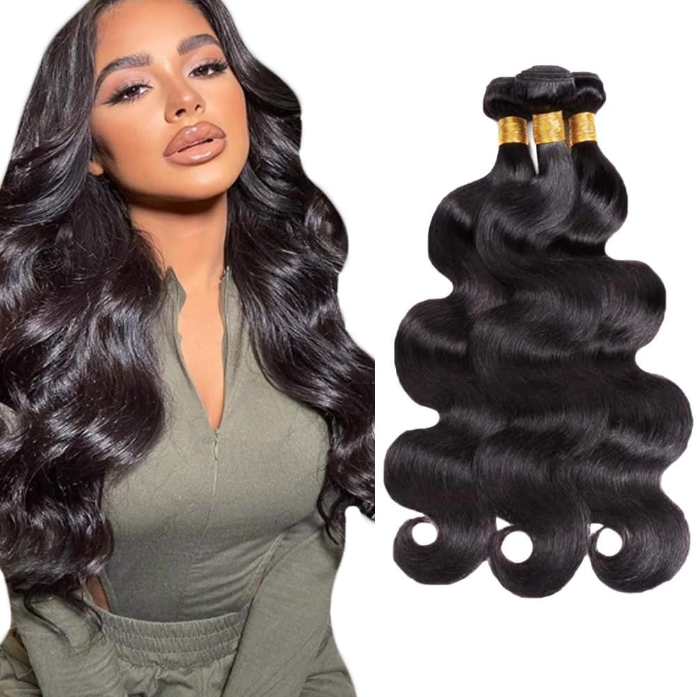#1B Human Hair Bundles Body Wave Bundles Human Hair 34 34 34 Inch SeeGovie Unprocessed Brazilian Virgin Hair Natural Black Body Wave Bundle Human Hair Extensions 150 Gram
