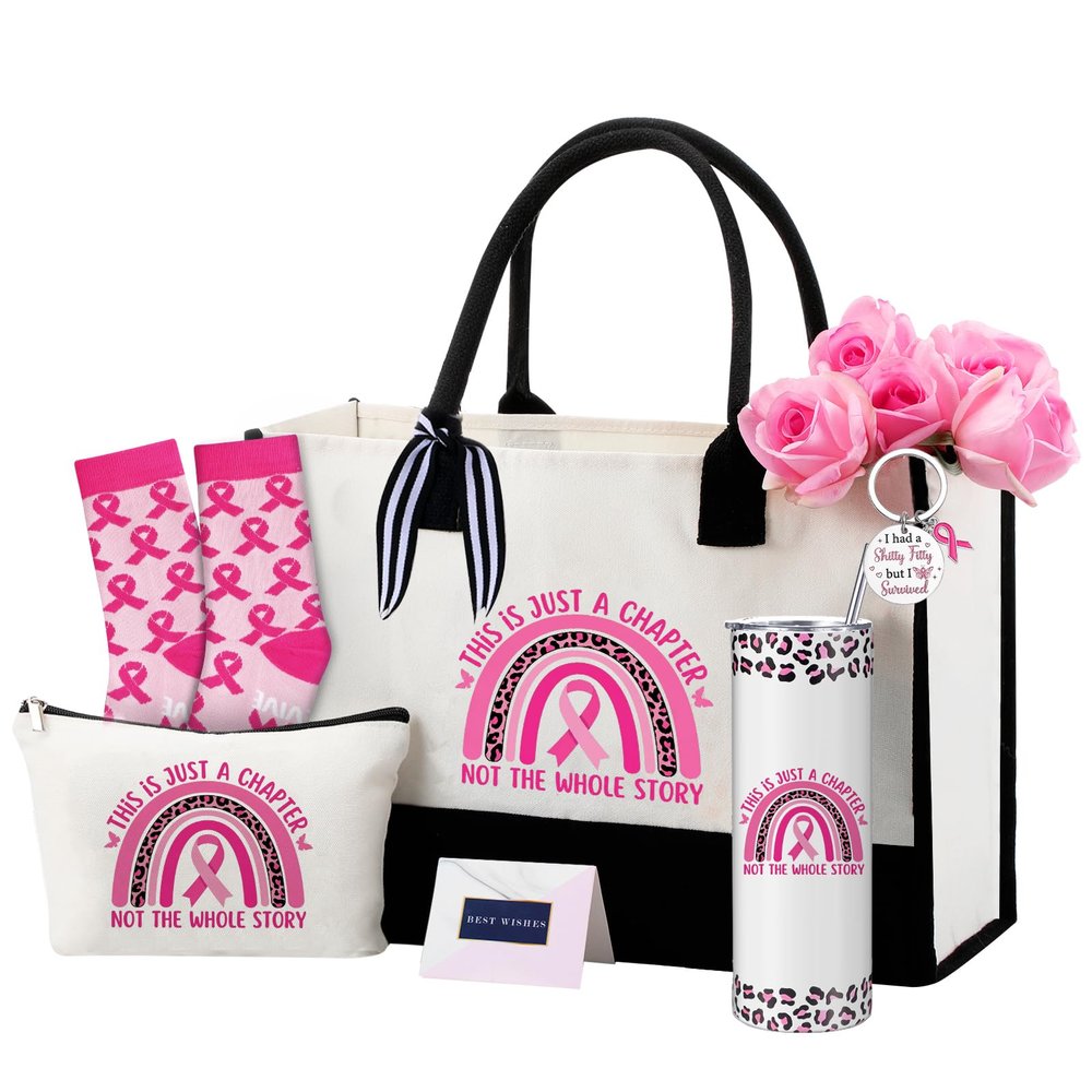 Geiserailie 8 Pcs Breast Cancer Gifts for Women Pink Ribbon