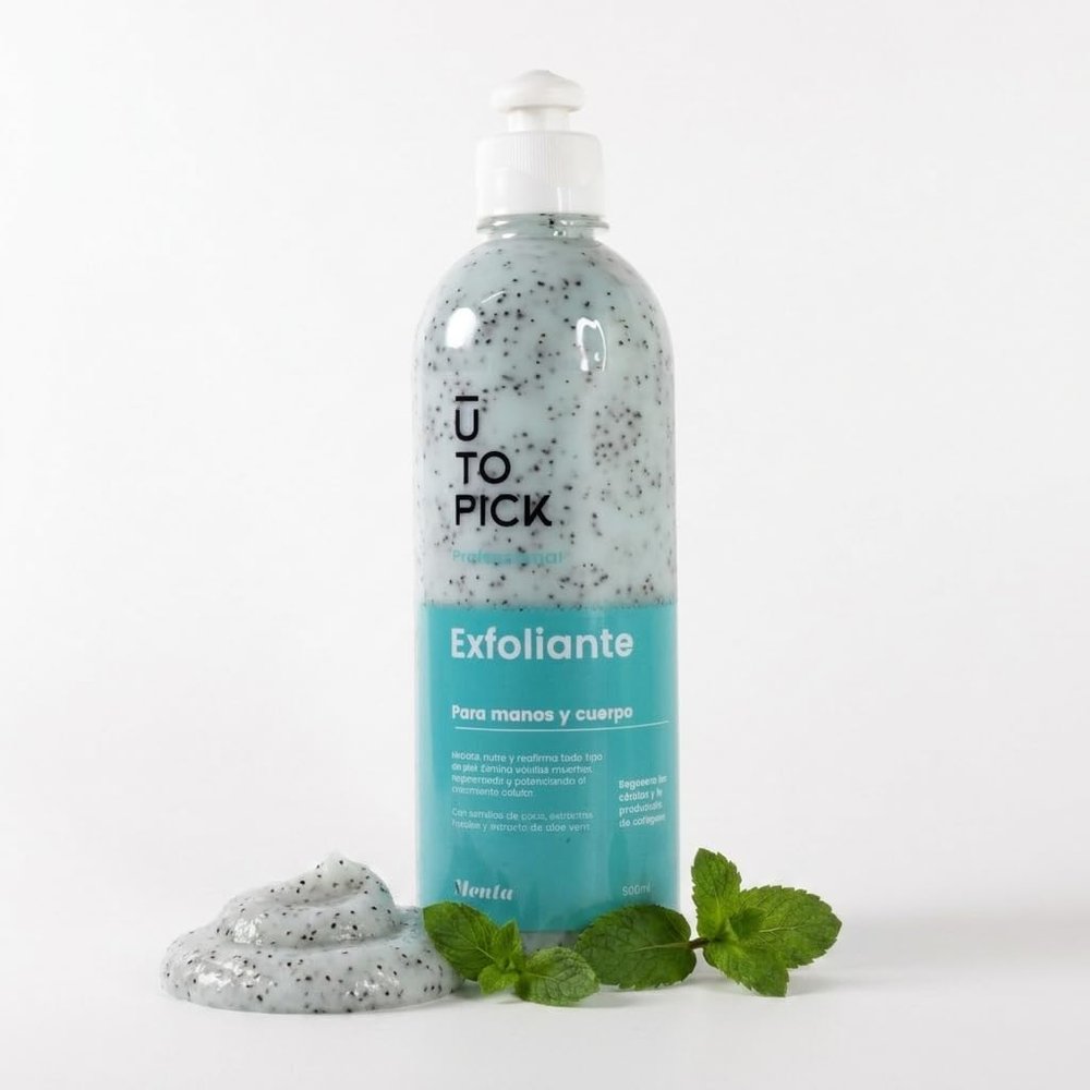 UTOPICK Hand & Body Scrub 17 fl oz | Deep Exfoliation with Real Coconut Seeds & Aloe Vera | Hydrates, Firms & Removes Dead Skin Cells | Wet or Dry Use | Body Scrub for Women (Mint)
