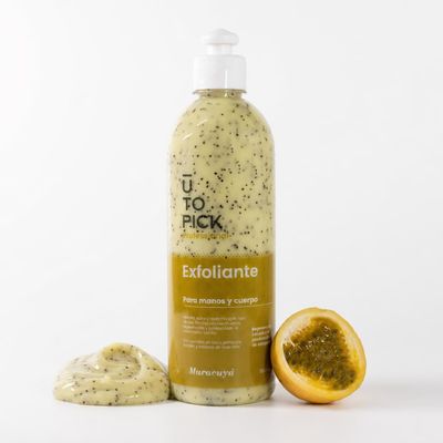 UTOPICK Hand & Body Scrub 17 fl oz | Deep Exfoliation with Real Coconut Seeds & Aloe Vera | Hydrates, Firms & Removes Dead Skin Cells | Wet or Dry Use | Body Scrub for Women (Passion Fruit)