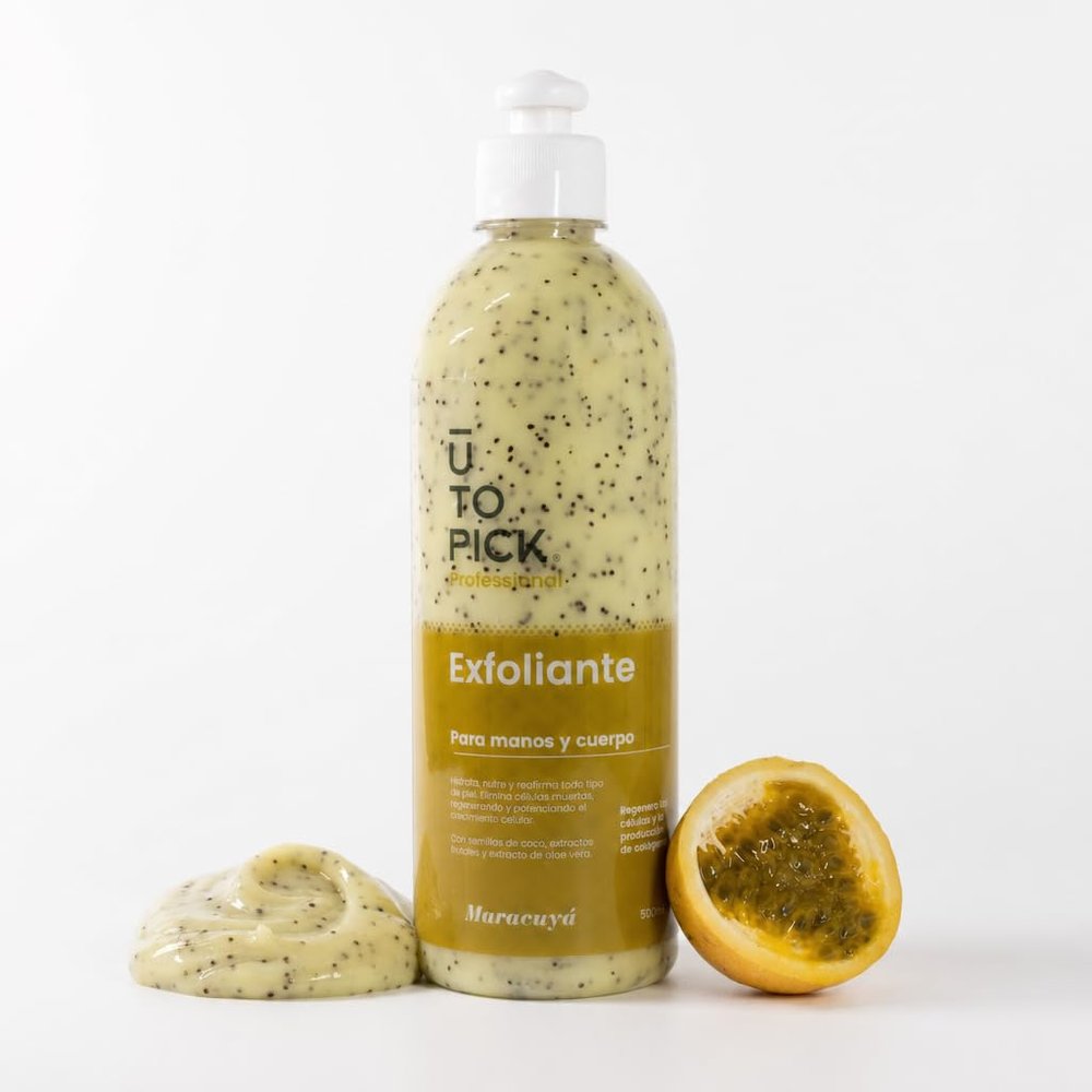 UTOPICK Hand & Body Scrub 17 fl oz | Deep Exfoliation with Real Coconut Seeds & Aloe Vera | Hydrates, Firms & Removes Dead Skin Cells | Wet or Dry Use | Body Scrub for Women (Passion Fruit)