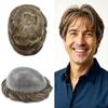 Mens Toupee Human Hair Toupee For Men Thin Skin PU Injection Hair Replacement System Hair Pieces Hair System PU Base Hair Units Wig For Men 5''X7''120% Density-1830# Medium Blonde With 30% Gray view 1