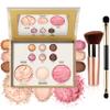 All in One Baked Makeup Face Palette, Neutral Eyeshadow Palette, Includes Blush, Bronzer Powder, Highlighter Makeup, Eye Shadow for Older Women, Shimmer & Matte, Buildable Pigmented, Travel Makeup Kit view 1