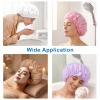 Shower Cap for Women, 4 PCS Large Shower Cap Reusable Waterproof, PEVA Bath Cap Hair Caps for Women Men Girls - White+Pink+Purple+Light Coffee view 2