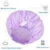 Shower Cap for Women, 4 PCS Large Shower Cap Reusable Waterproof, PEVA Bath Cap Hair Caps for Women Men Girls - White+Pink+Purple+Light Coffee view 4