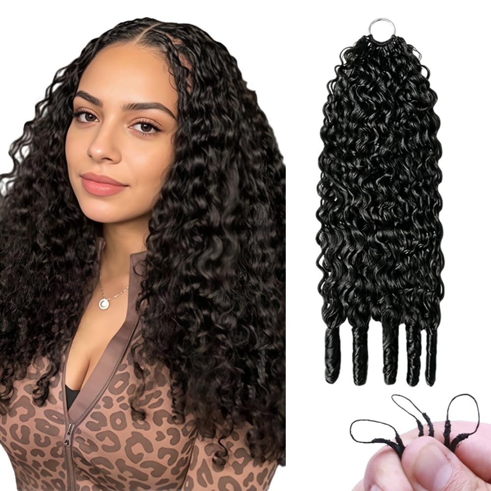 #1B Burmese Curly Crochet Human Hair 18 Inch Unprocessed Brazilian Virgin Hair Feather Crochet Human Hair 60 Grams Natural Black Burmese Curly Human Crochet Hair Extensions