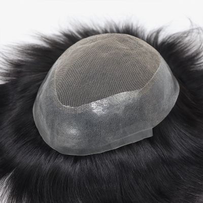 TheyCome Human Hair Toupee For Men Hair System Hairpieces Prosthesis Breathable French Full Lace Single-Knotted Mens toupee Natural Hairline 8x10 Size (1B AU)