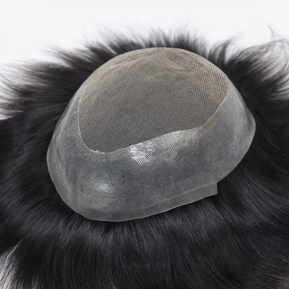 TheyCome Human Hair Toupee For Men Hair System Hairpieces Prosthesis Breathable French Full Lace Single-Knotted Mens toupee Natural Hairline 8x10 Size (1B AU)