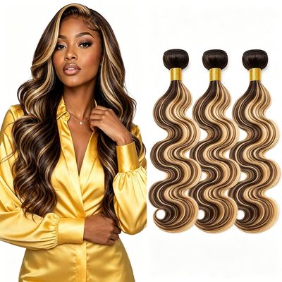Biliisyff Human Hair Bundles P4/613 Body Wave Brown & Blonde 30 32 34"
