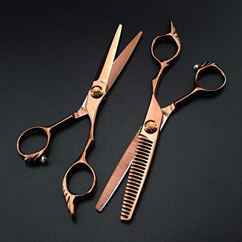 NUHSLF Hair Cutting Scissors, 6 Inch Professional Japan 440C Bronze Cut Cutting Barber Haircut Scissor Thinning Shears Hairdressing Scissors By (Set)