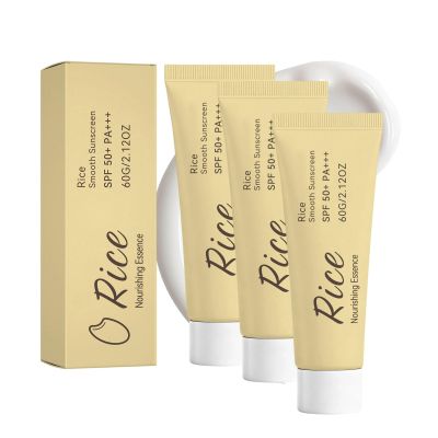 SPF 50 Face Sun Cream with Rice, Korean Lightweight Sunblock Moisturizer for Face & Body, Korean Face Sunscreen for Women and Men, No White Cast & Hydrating for Dry & Sensitive Skin (3pc)