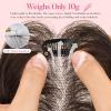 SEGO Pro 10 Inches Human Hair Topper with Mild Thinning, Long Narrow Breathable Lace Base Hair Topper with Hand-Tied, 1.18"x5.12" for Part Line Coverage, #2 Dark Brown, Air Bangs view 4