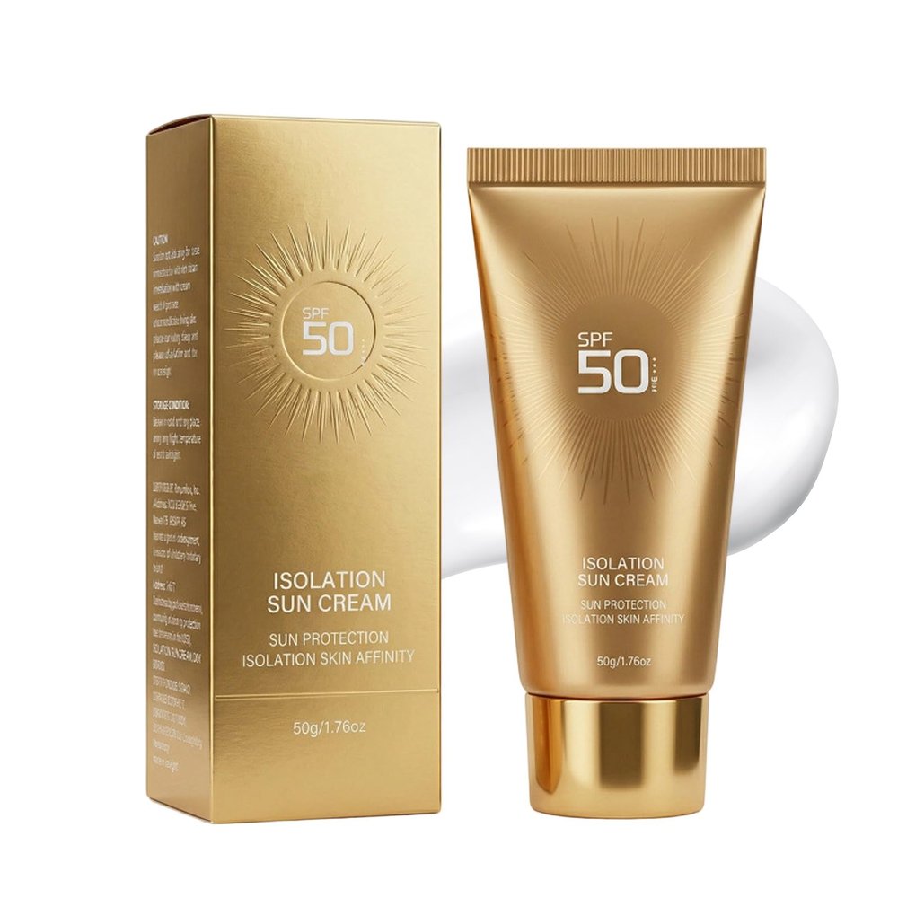 Isolution Sun Cream SPF 50 for Face, Lightweight Sunscreen Water Gel with Hydrating Finish, Daily Sunblock Face Cream for Outdoor Wear, Makeup Base and Travel Use (1pc)