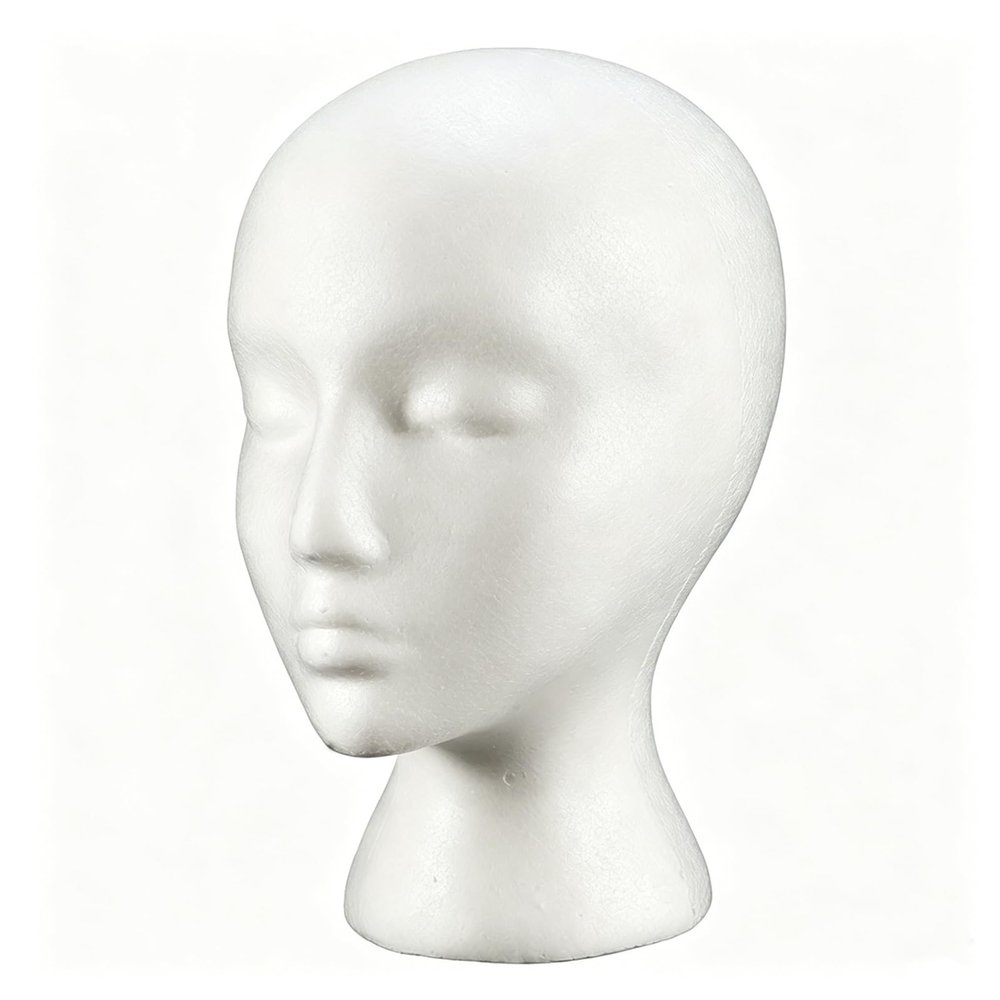 ilkqeppe Foam Mannequin Head, Foam Head for Wigs, Manikin Heads with Stable Base Male & Female for Wigs, Hats, Caps, Glasses Accessories Display & DIY Halloween Decor