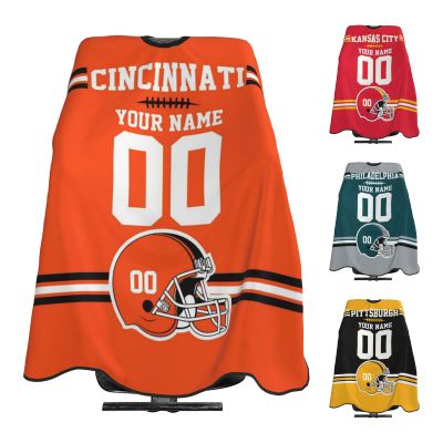 Custom Barber Cape for Men with Football Personalized Hair Cutting Capes for Adults Customized Cincinnati Haircut Cape for Home Salon Barbershop 55 x 66 Inches