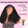 Feather Crochet Human Hair 24 Inch Burmese Curly Bundles Human Hair Pre-Separated 50 Strands 60g Invisible Miracle Knots Crochet Hair Extensions for Black Women Lightweight Reusable Natural Black view 3