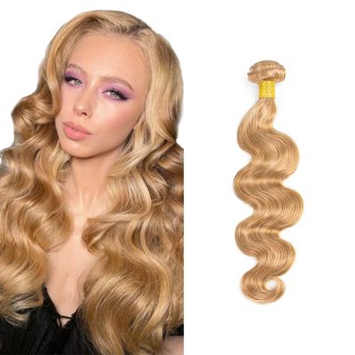AiPliantfis 32 Inch P27/613 Highlight Blonde Body Wave Bundles Human Hair 1 Bundle 100 Gram Per Bundle Unprocessed Brazilian Virgin Remy Hair Blonde Color Body Wave Bundle Human Hair Weave Extenions