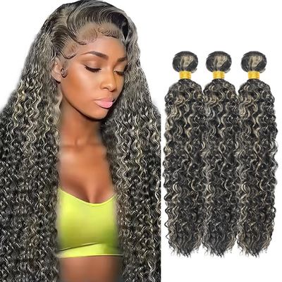 Color #P1B/613 Curly Wave Bundles Human Hair 12A Higlight Curly Wave Bundle Two Tone Black And Bundle Ombre Bundles 24 24 24 Inch 50Gram/Bundle