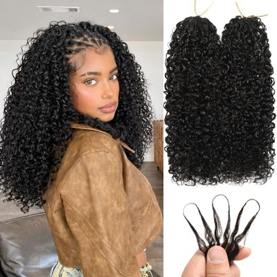 Human Crochet Hair for Black Women 20 Inch 120g Afro Kinky Curly Crochet Human Hair Soft Lightweight Knotless Pre-Separated Invisible Miracle Knots Feather Crochet Human Hair Extensions Natural Black
