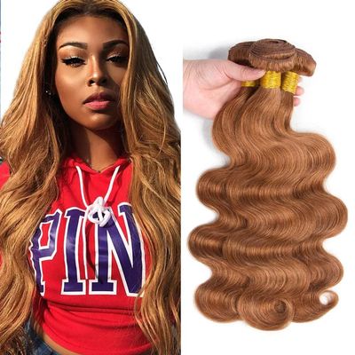 Lukcttr Light Brown Bundle Color 30 Body Wave Human Hair Unprocessed Virgin Hair 12 14 16 Inch 30 Color Brown Body Wave Bundles 50g/Pc