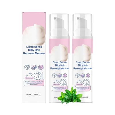 Silky Hair Removal Mousse, Cloud Foam Hair Removal Cream, Gentle Hair Remover for Underarm, Legs, Arms, Suitable for All Skin Types, 3.38oz (2pcs)