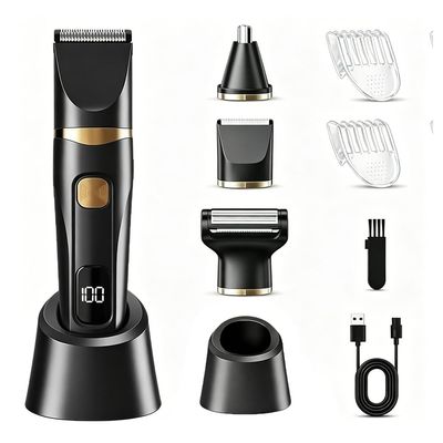 3 in 1 Multifunctional Dual-Head Body Hair Trimmer for Men, IPX7 Waterproof Groin & Body Hair Groomer, Rechargeable Body Electric Shaver Razor (Black)