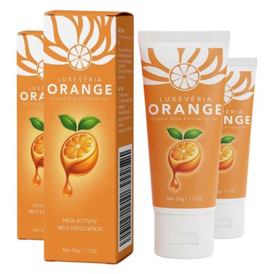 Official Luxevria Orange Enzyme Exfoliating Gel, 50 g / 1.7 oz, Hydrating Face & Body Exfoliator for Smoother-Looking Skin, Pore Buildup and Uneven-Looking Texture (2)
