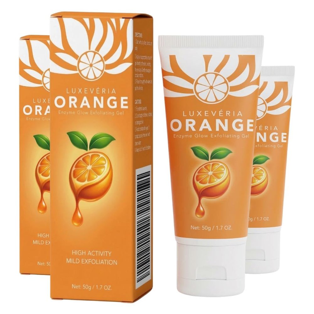 Official Luxevria Orange Enzyme Exfoliating Gel, 50 g / 1.7 oz, Hydrating Face & Body Exfoliator for Smoother-Looking Skin, Pore Buildup and Uneven-Looking Texture (2)