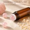 Roller Ball Applicator,Rose Quartz Roller Bottle,50ml Refillable Amber Glass Roll On Bottles with Natural Crystal Roller Balls,Leak-Proof Travel Perfume Bottle with Gold Caps (Pink+Green) view 2