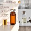 Roller Ball Applicator,Rose Quartz Roller Bottle,50ml Refillable Amber Glass Roll On Bottles with Natural Crystal Roller Balls,Leak-Proof Travel Perfume Bottle with Gold Caps (Pink+Green) view 4