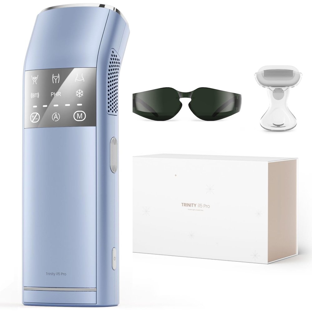 IPL Laser Hair Removal for Women and Men, 27J Quad-Pulse Mode for Ingrown & Coarse Hair, Dual Lights 100W, 35F Ice-Cooling Painless Hair Removal for Sensitive Skin, Body, Face, BikiniBlue