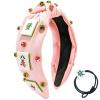 Mahjong Knotted Headband & Hair Ties Set - Sparkling Mahjong & Rhinestone Decorations, Non-Slip Comfort Fit, Funny Perfect for Parties/Travel/Daily Use - Gift for Mahjong Lovers view 1