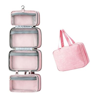 KELINFONG Toiletry Travel Bag, Lightweight Water-Resistant 4 Compartment Large Toiletry Bag for Women with Hanging Hook,Portable Full-Size Mens Toiletry Bag for Vacation,Cosmetic,Accessories,Shampoo
