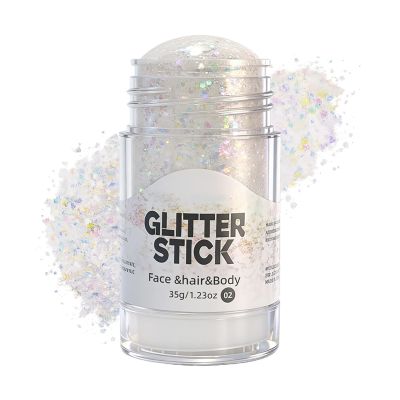 Colorful White Body Glitter Stick,Sparkling Face Hair Glitter Makeup for Women,Waterproof Holographic Mermaid Sequins Face Paint Gel Kit for Carnival Singer Concert Festival Rave Outfit Accessories