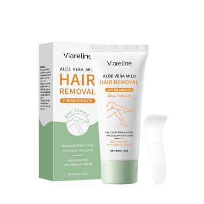 Viareline Aloe Vera Mild Hair Removal Cream with Glycerin and Avocado Butter, Depilatory Cream, 2.12 oz