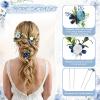 Thiccywoov 6 Pcs Flower Hair Clips, Natural Blue Boho Bridal view 3