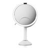 simplehuman Sensor Mirror Trio, 1X 5X 10X Magnification, Round Rechargeable Beauty Makeup Mirror, Tru-Lux Full-Spectrum Light, Dual Light Settings, Adjustable Brightness, White Steel view 1