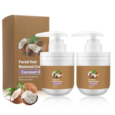 2Pcs Coconut Facial Hair Removal Cream, Facial Hair Removal Cream for Women, Gentle & Effective Coconut Oil Facial Hair Remover, Moisturizing & Soothing Depilatory Cream for All Skin Types (3.53 OZ)