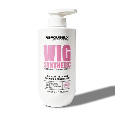 RG ROUGE LX 2 in 1 Wig Shampoo & Conditioner for Synthetic Hair - Tea Tree & Coconut Oil, PH Balanced - Anti-Static for Kanekalon/Heat Resistant Fibers - Prevents Frizz,500ml (PH6 For Synthetic)