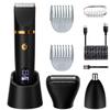 Zivelier Ball Shaver for Men, 3-in-1 Multifunction Body Hair Trimmer & Pubic Shaver with Titanium Blades (No Nicks!), IPX7 Waterproof Electric Razor, LED Display, Wet/DryBlack view 1