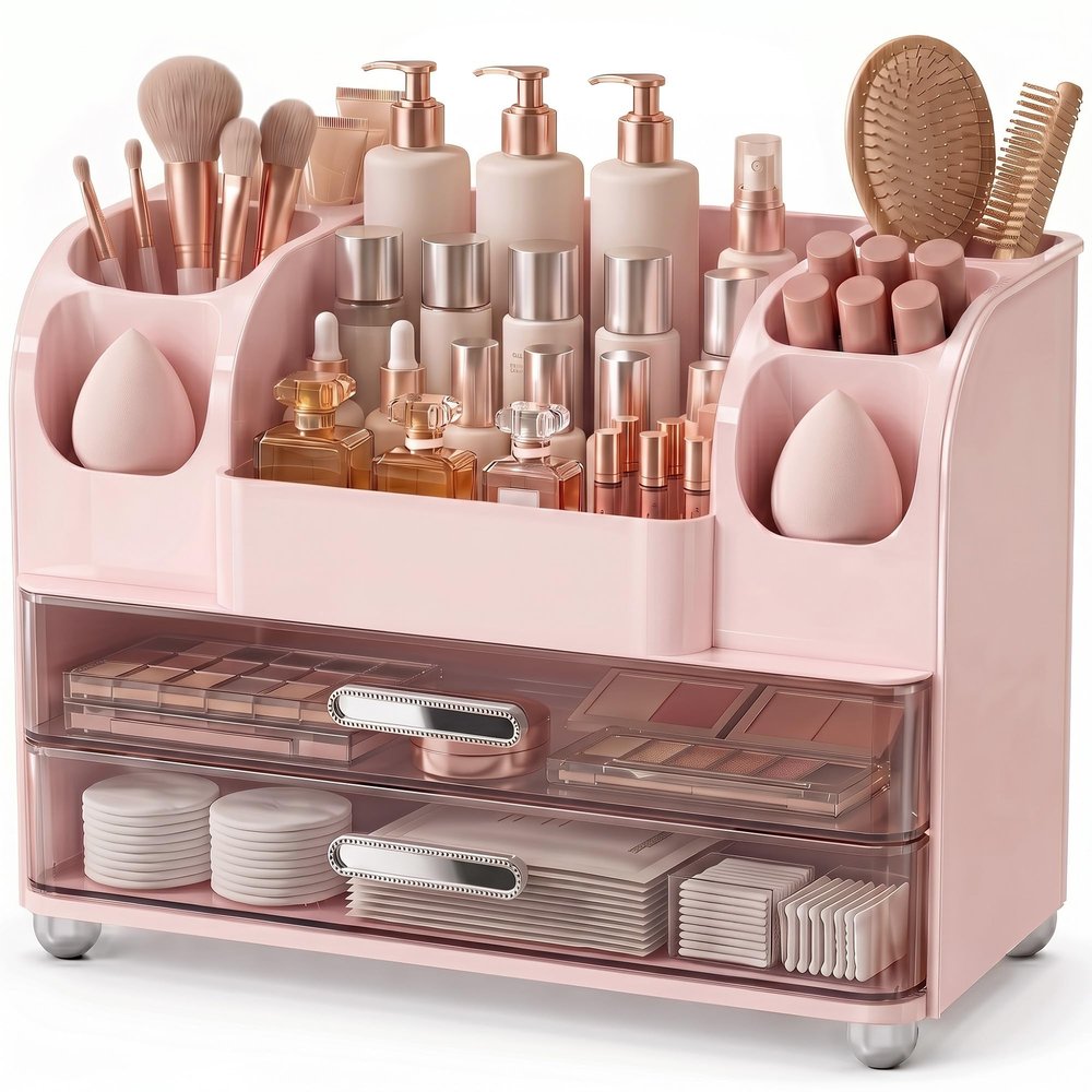 KQJS Large Makeup Organizer Countertop for Vanity Skincare Organizers