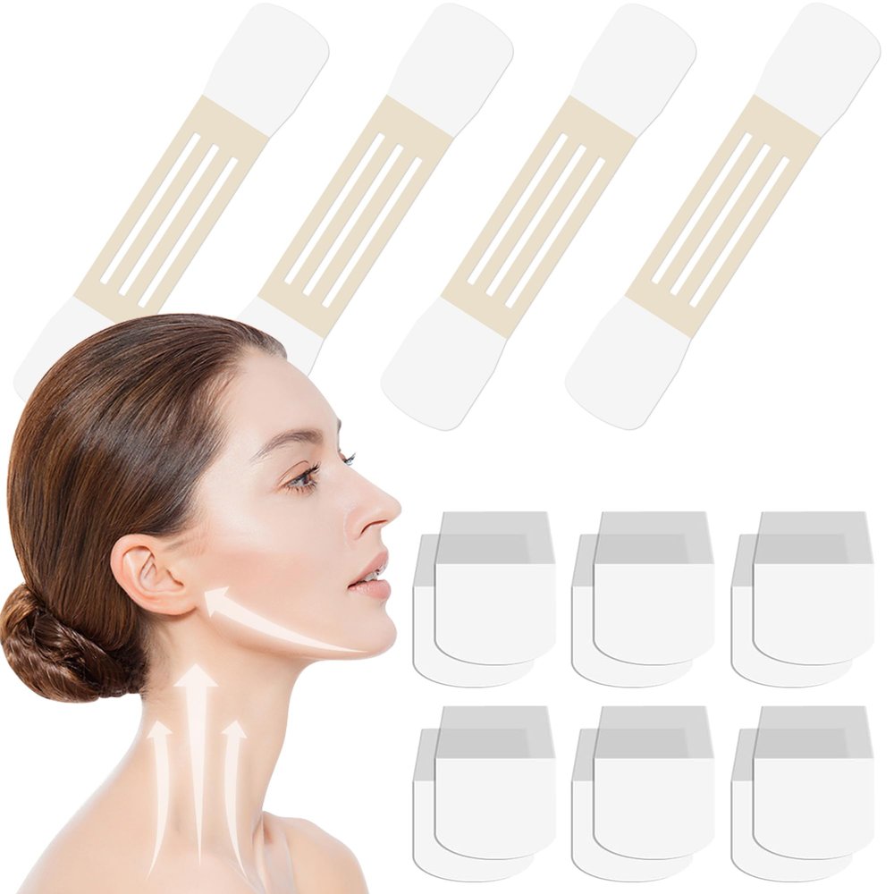 Neck Lift Tape Invisible - 44 PCS Instant Neck Tightening and Lifting Strips for Double Chin & Sagging Skin - Waterproof Matte Clear Neck Wrinkle Patches for Makeup, Weddings